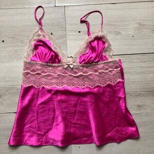 Victoria secret hot pink lacy cami top y2k